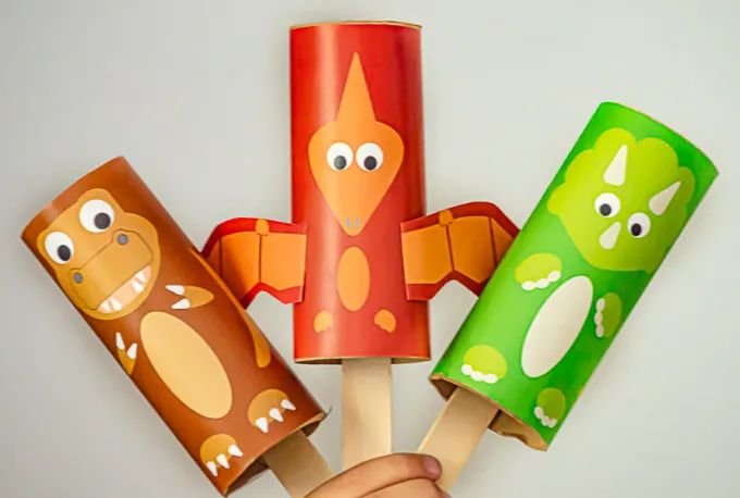 Create Fun Paper Tube Dinosaur Puppets