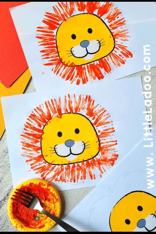 Create Textured Painted Lion Fork Art