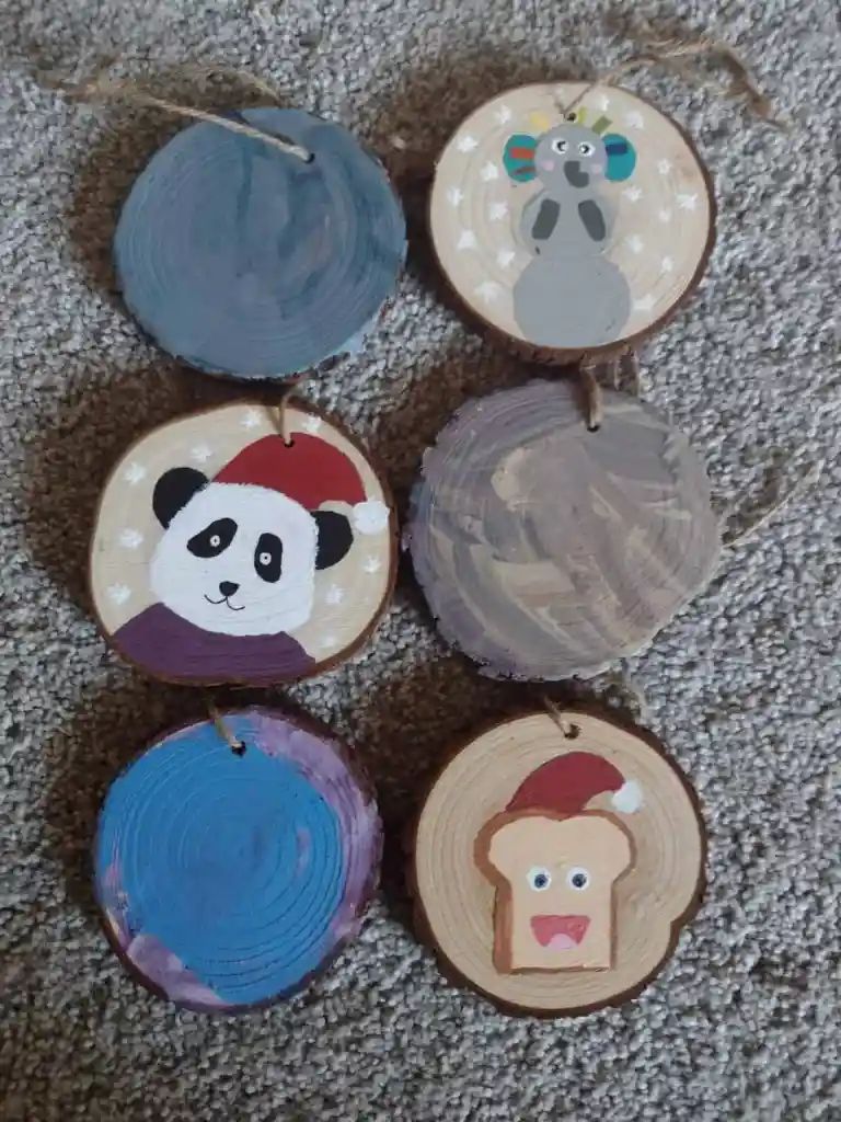 Creative Wood Slice Ornaments for Kids