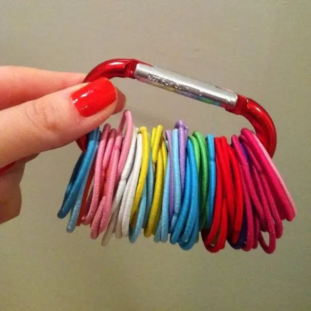 Organize Hair Ties Using Carabiners