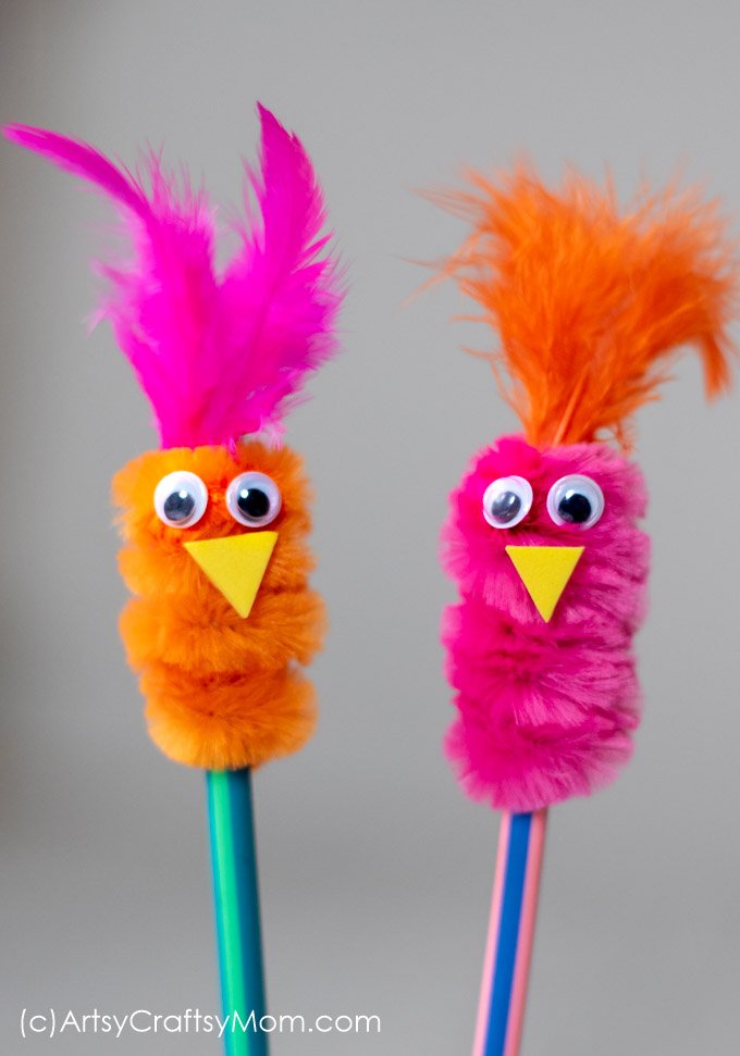 Adorable Bird Pencil Toppers Tutorial