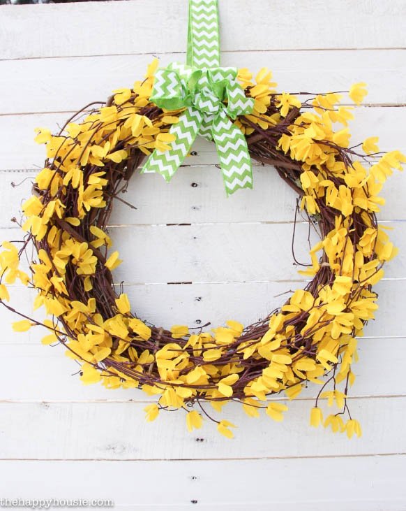 Affordable Forsythia Wreath from Dollar Store