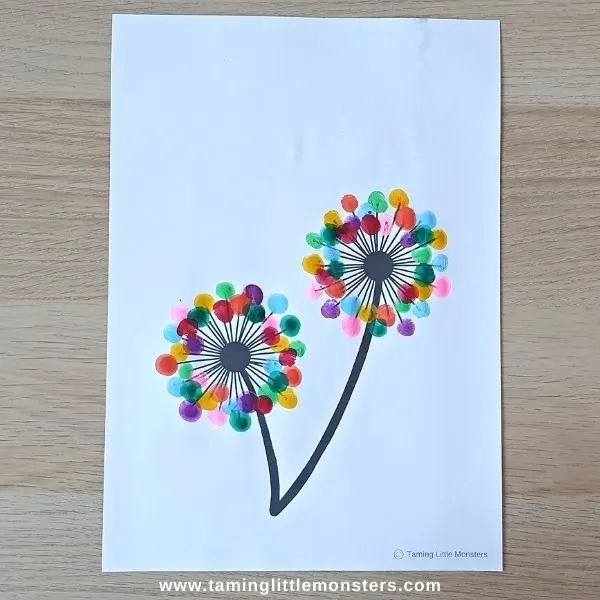 Creative Fingerprint Dandelion Art Project