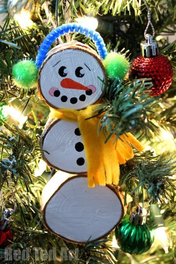 Creative Wood Slice Snowman Decorations