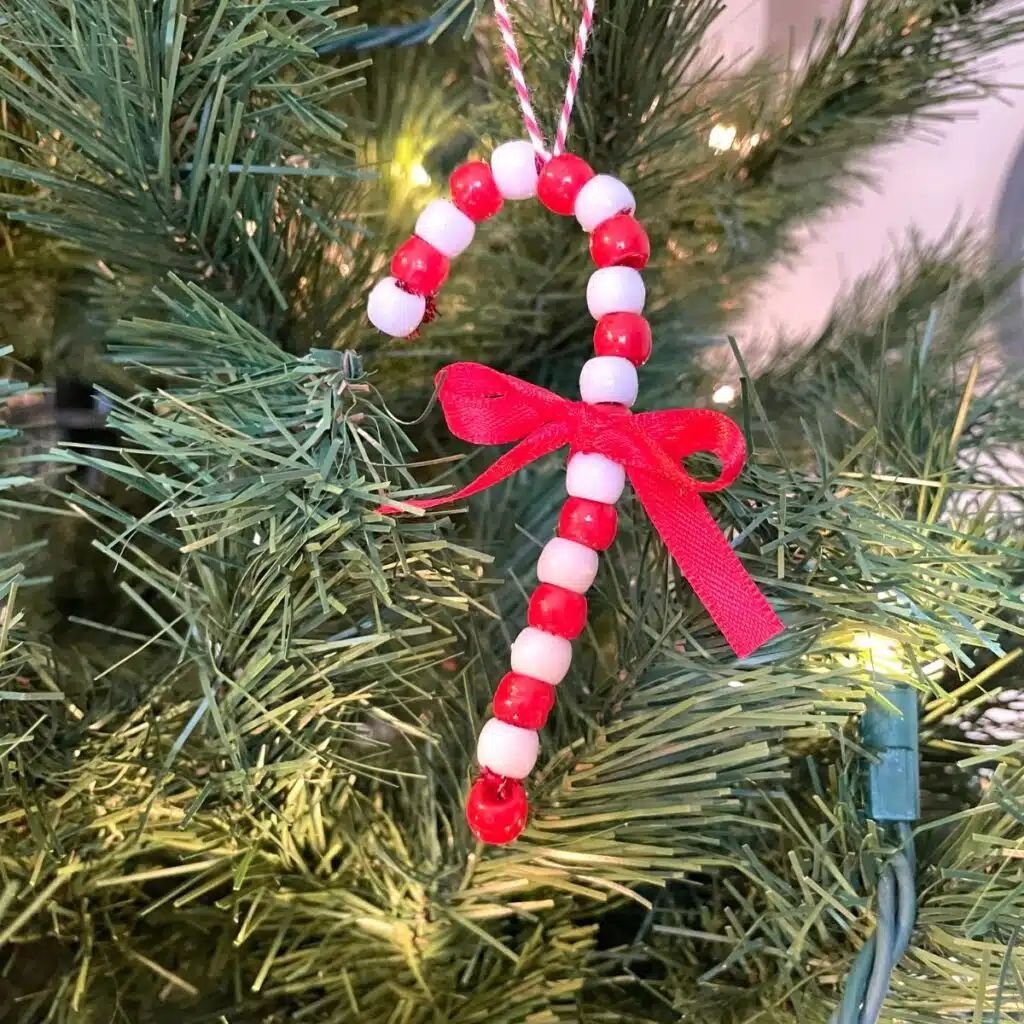 DIY Colorful Beaded Candy Cane Ornaments