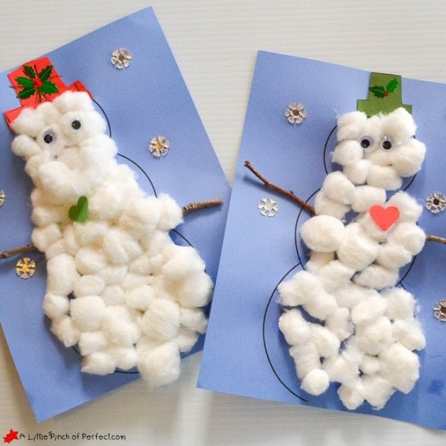 Fun Cotton Ball Snowman Craft