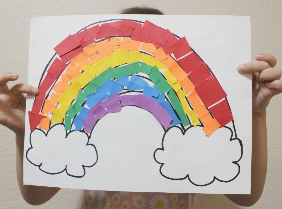 Simple Rainbow Craft with Construction Paper