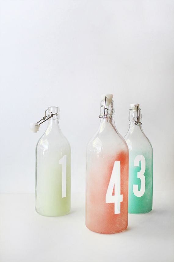 Transform IKEA Bottles into Table Numbers