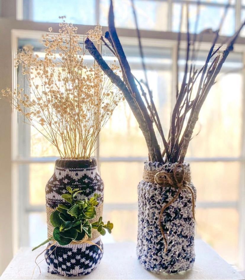 Upcycled Sweater Vases for Cozy Decor