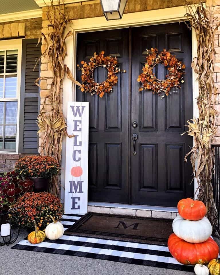 Autumn Decor for French Doors