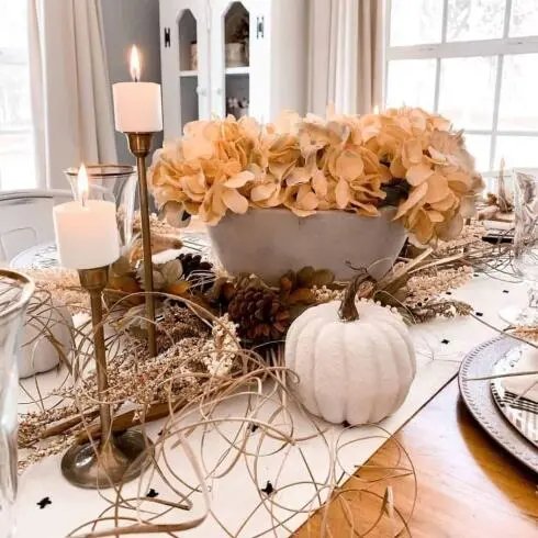 Autumn Floral and Pumpkin Centerpiece