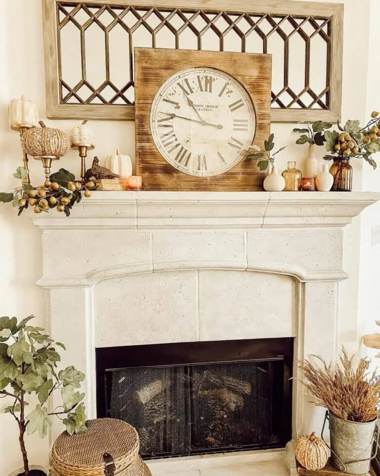 Autumn-Themed Mantel Decor