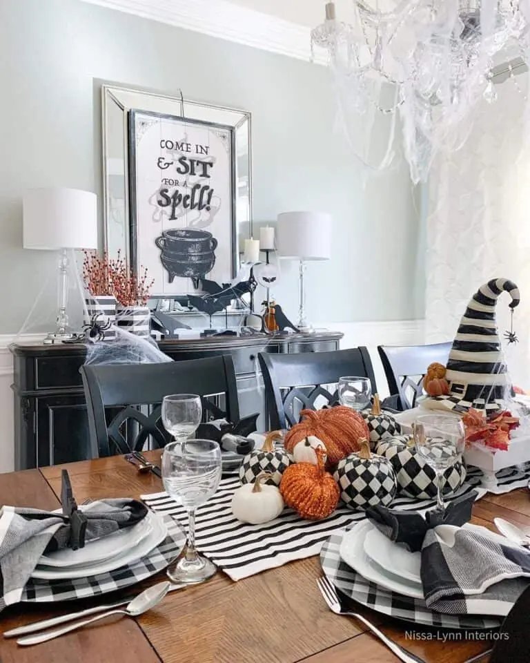 Black and White Halloween Table Decor