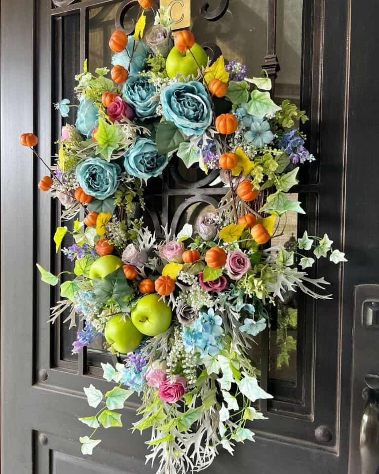 Black Door with Apple Wreath