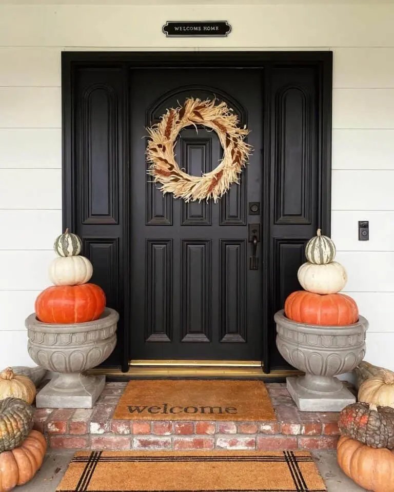 Black Door with Fall Wreaths