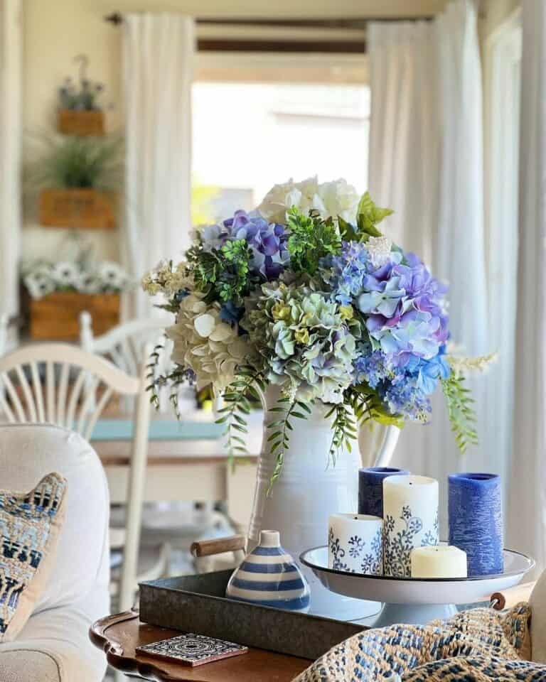 Blue and White Floral Display