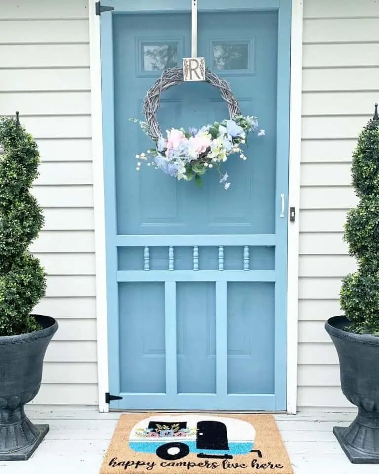 Blue Door with Wreath