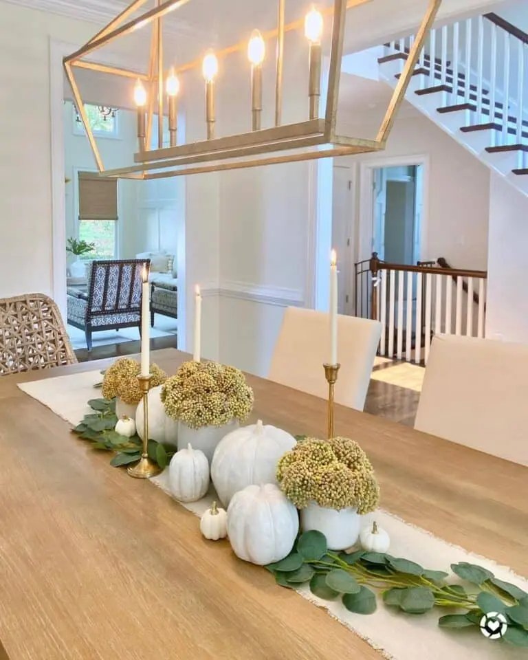 Brass Pendant Light Over Table