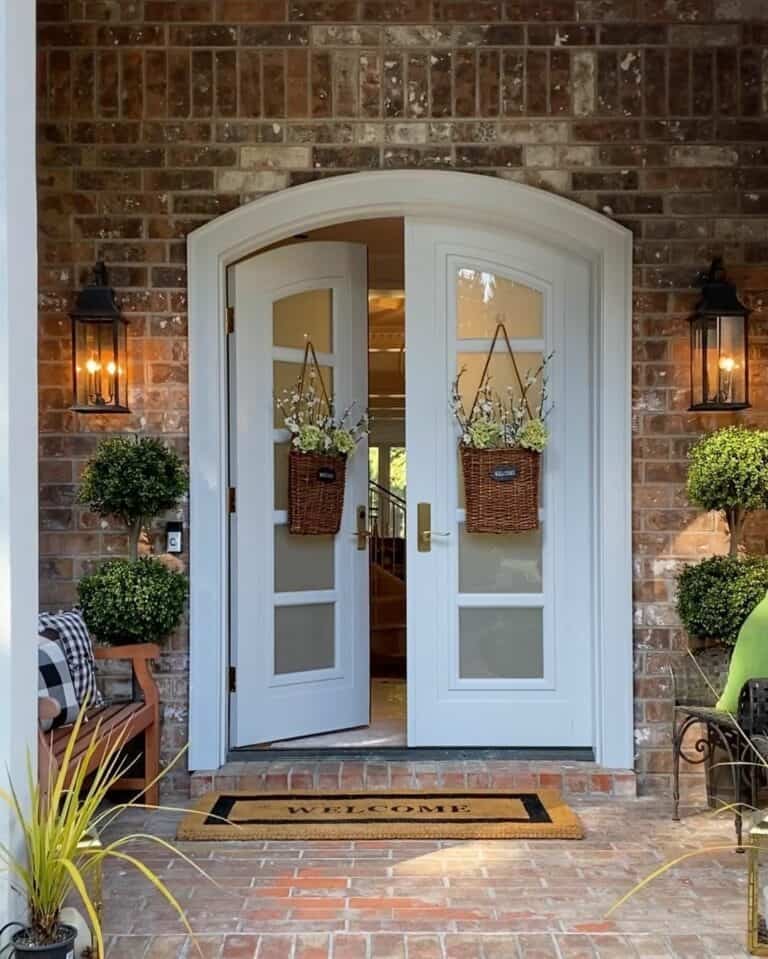 Brick Home with White Doors