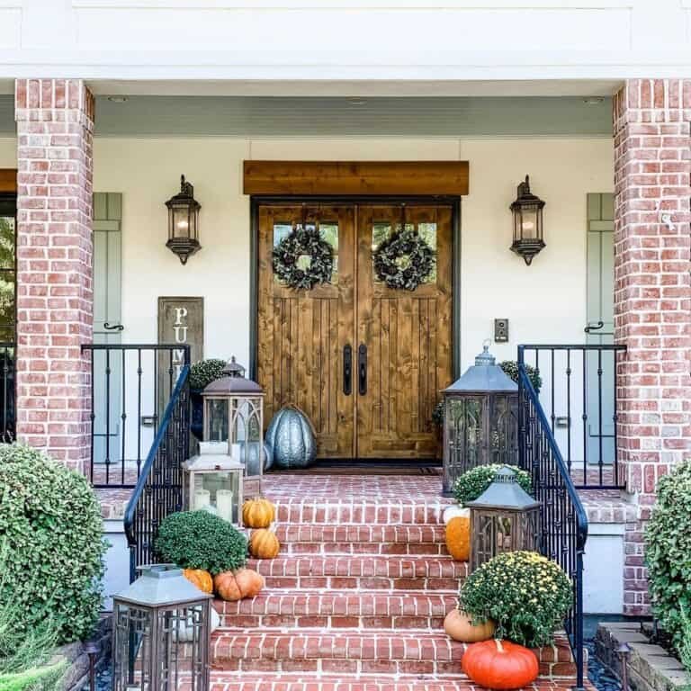 Brick Steps with Fall Decor