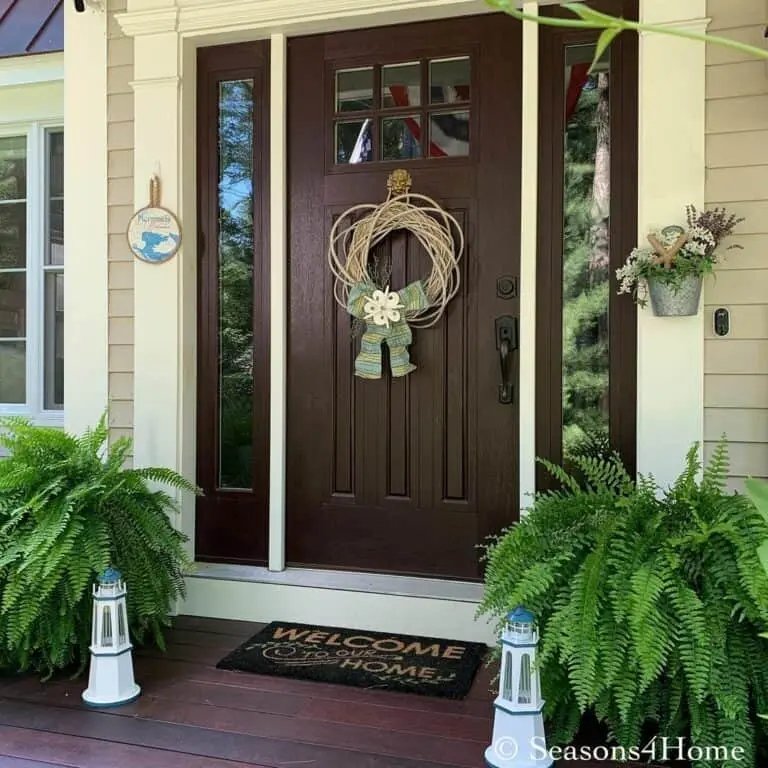 Brown Door on Small Porch