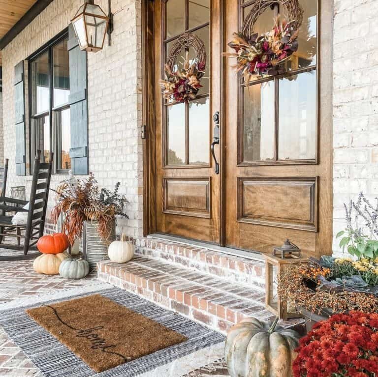 Brown Fall Wreaths on Doors