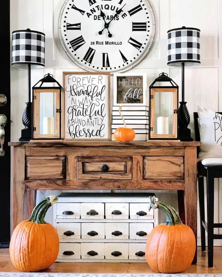 Buffalo Plaid Fall Lanterns