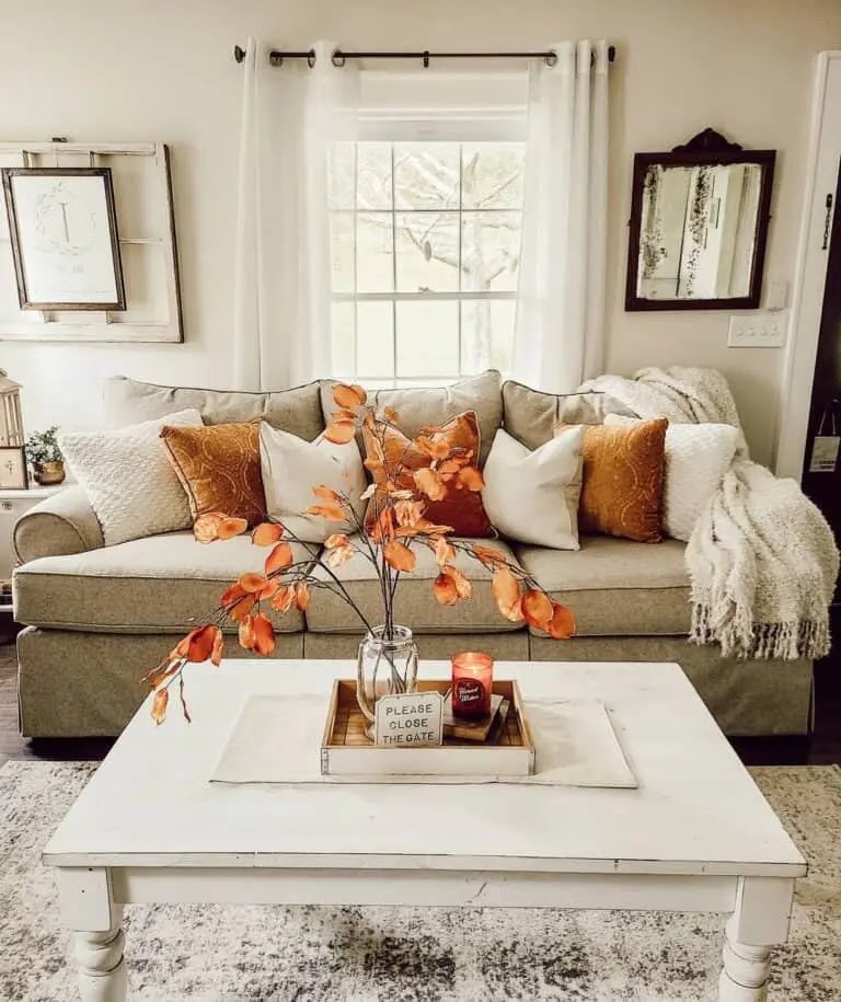 Burnt Orange Accents in Living Room