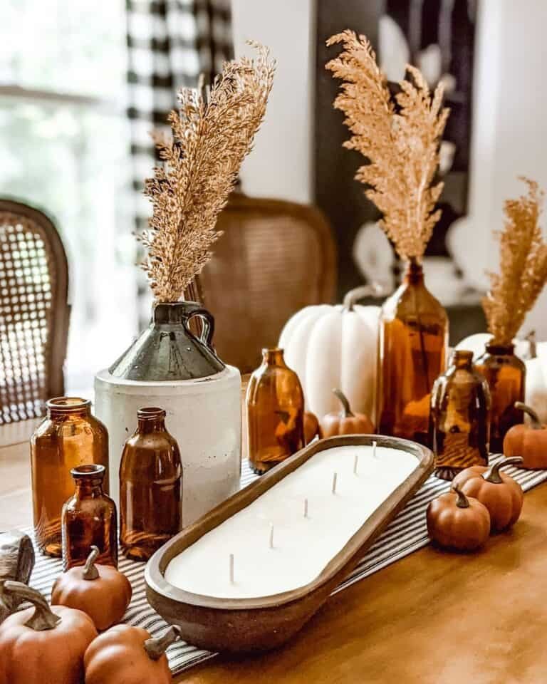 Candle and Pumpkin Centerpiece