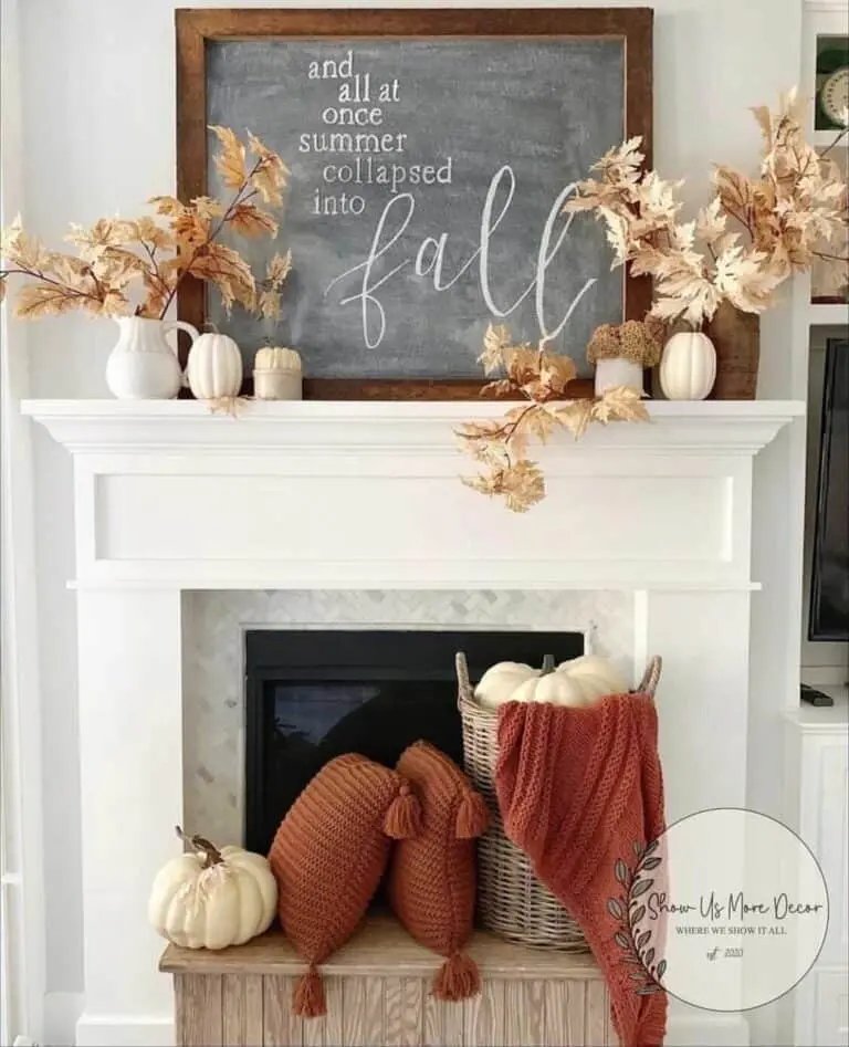 Chalkboard Fall Fireplace Display