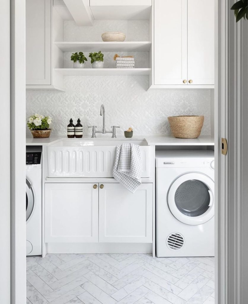Chic White Farmhouse Laundry