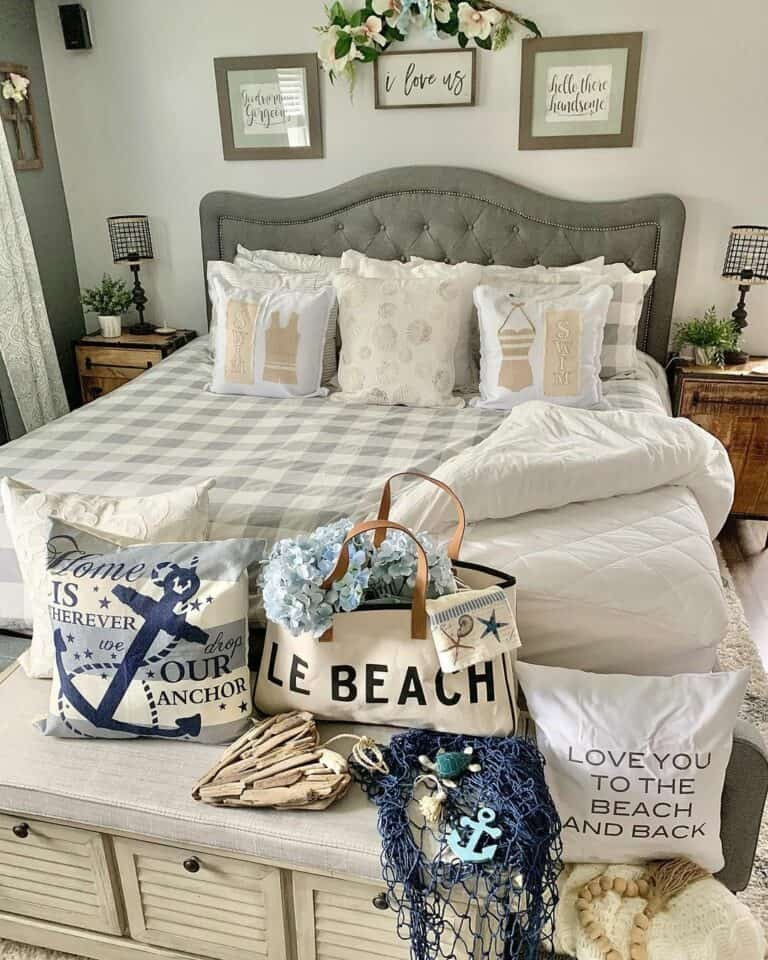 Coastal Beige Bench Decor