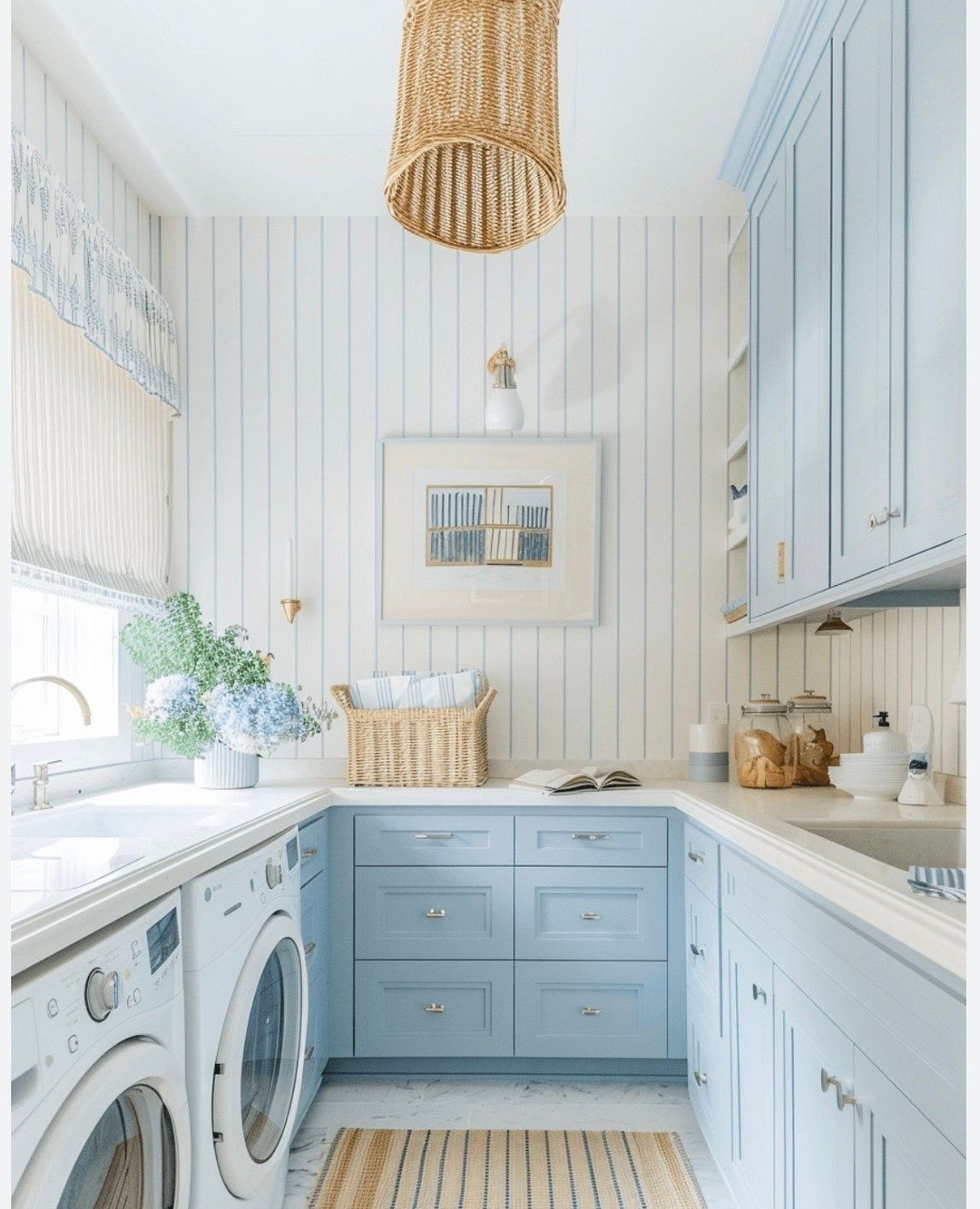 Coastal-Inspired Laundry Space