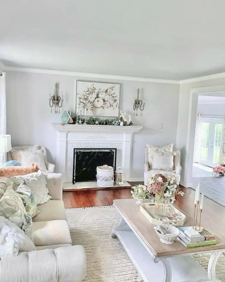 Coastal Summer Fireplace Decor