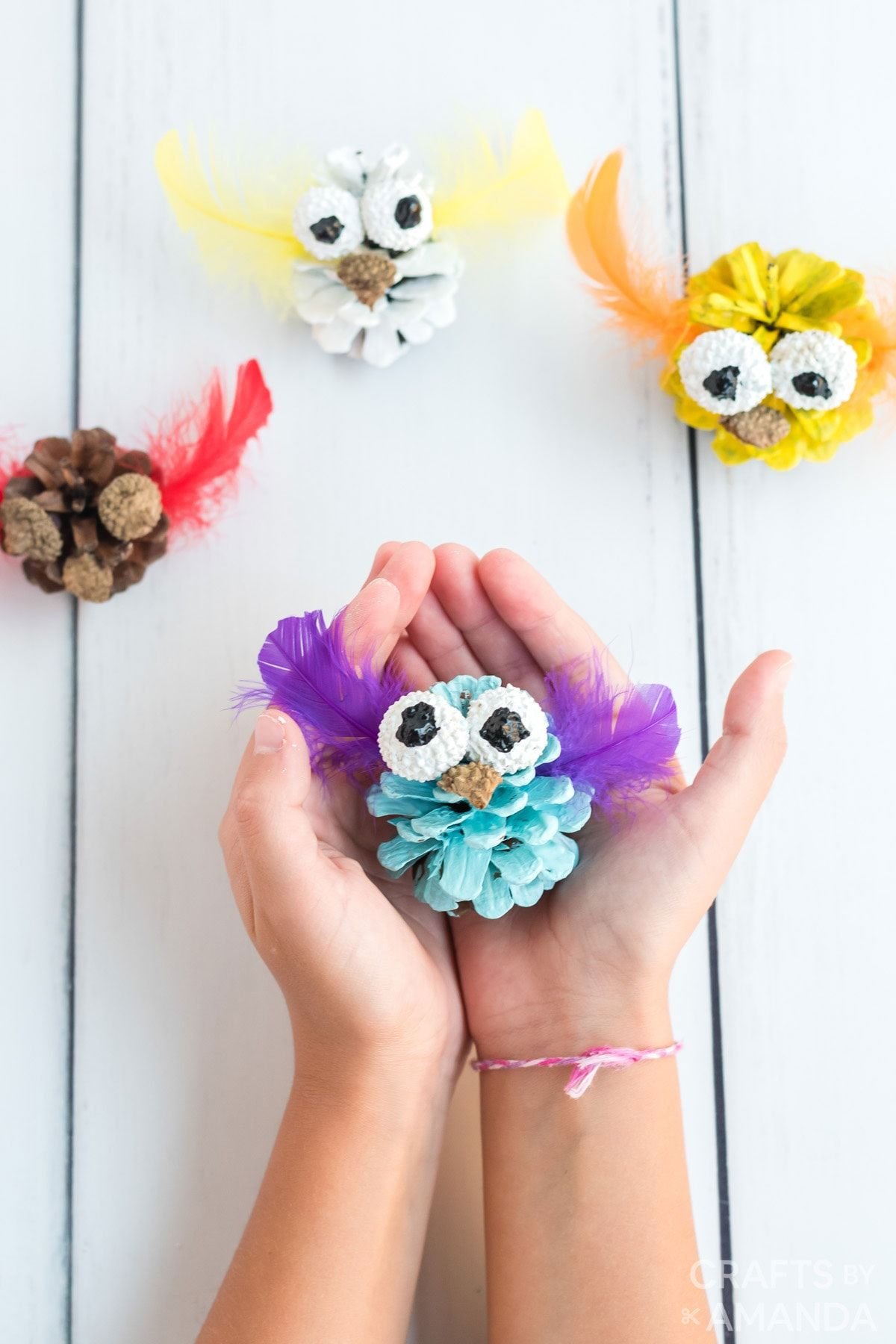 Colorful Pinecone Owls
