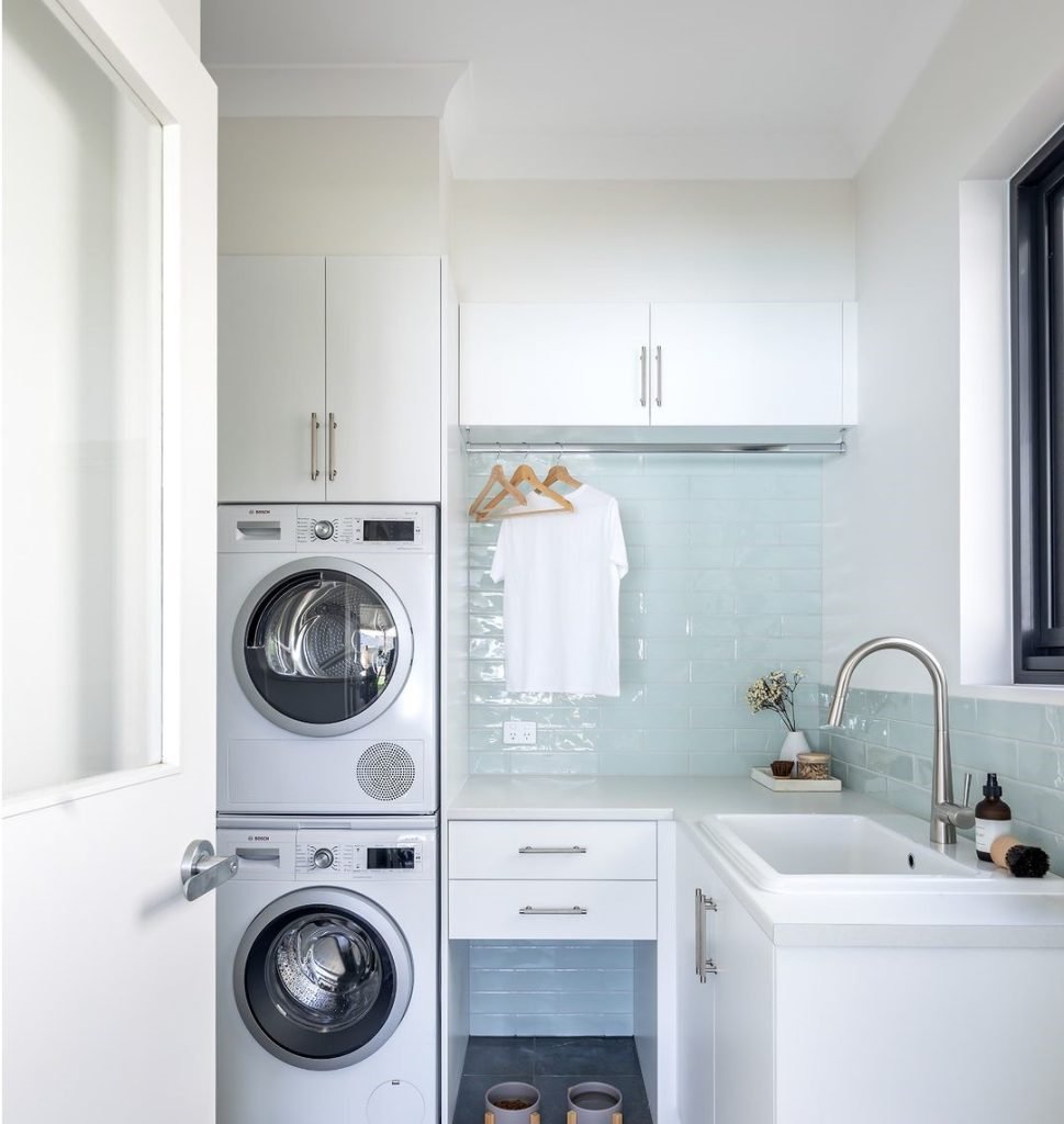 Compact Pale Blue Laundry Space