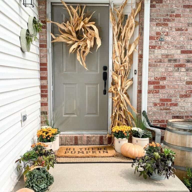 Corn Husk Wreath on Door