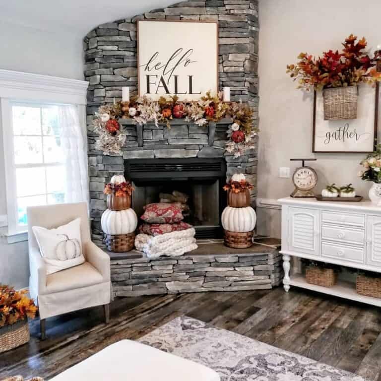 Cream and Orange Fall Decor