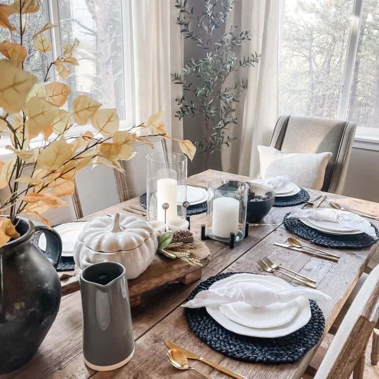 Dried Flowers on Navy Table