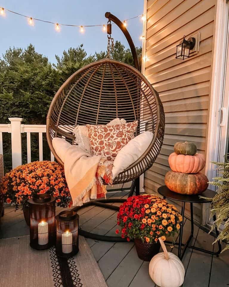 Egg Swing with Fall Decor