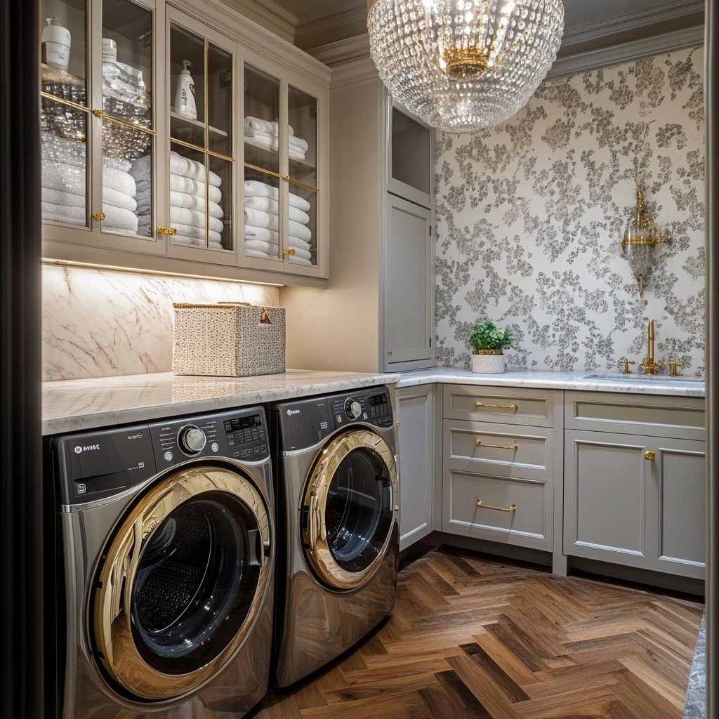 Elegant Lighting in Laundry Room