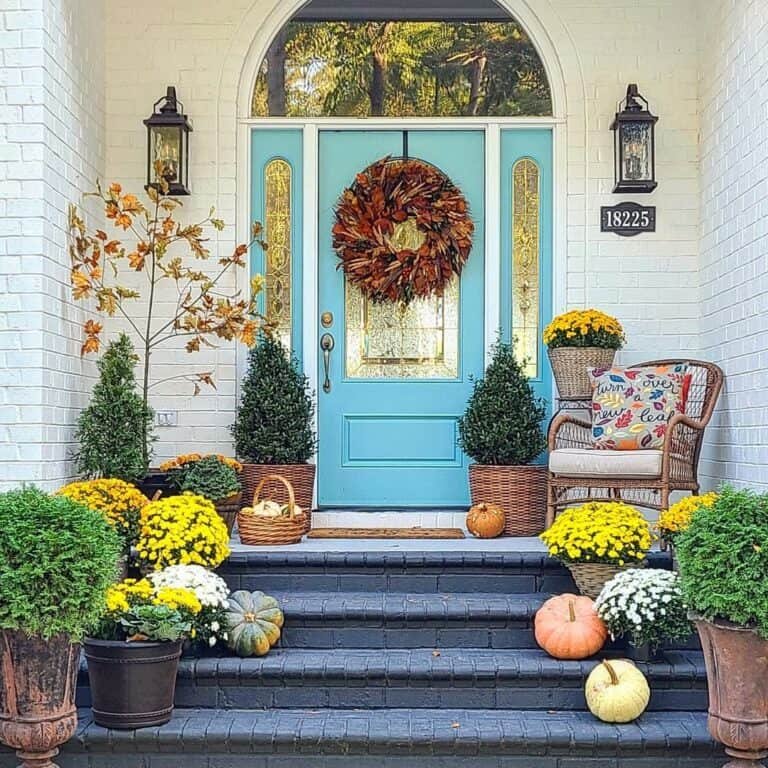 Fall Decor on Bright Porch