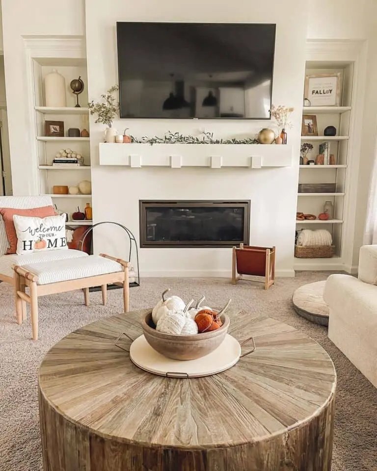 Fall Decor on Drum Coffee Table
