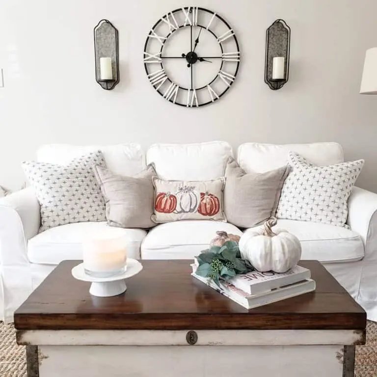 Fall Decor on White Coffee Table