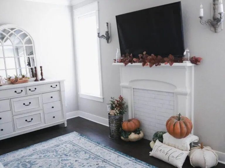 Fall Decor with Mantel Garland