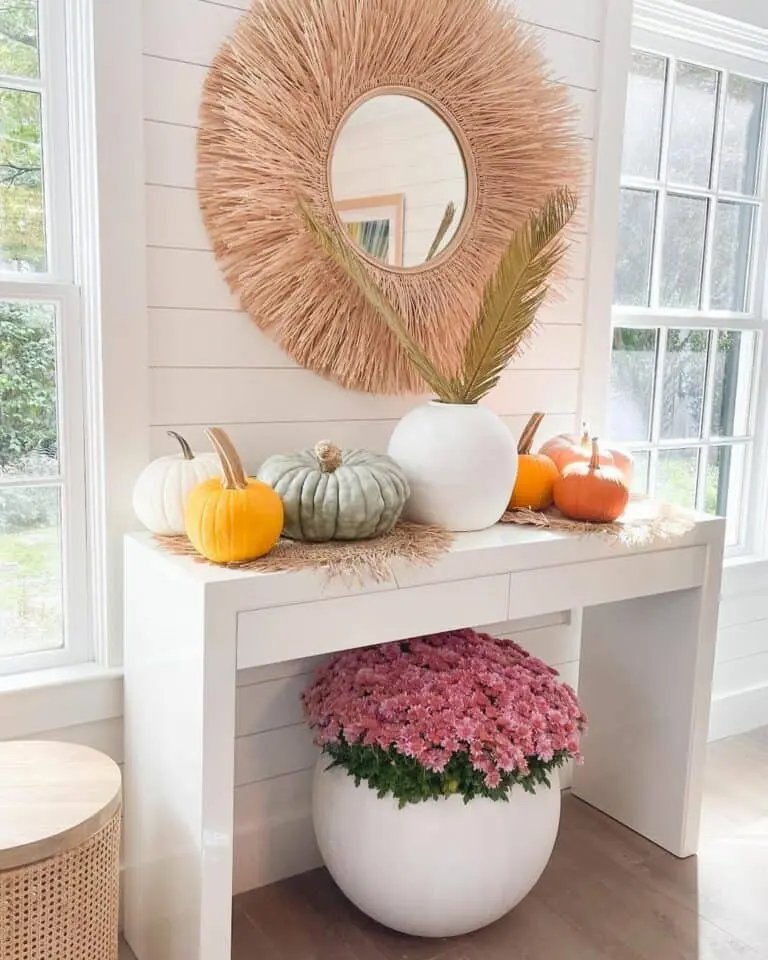 Fall Floral and Gourd Display