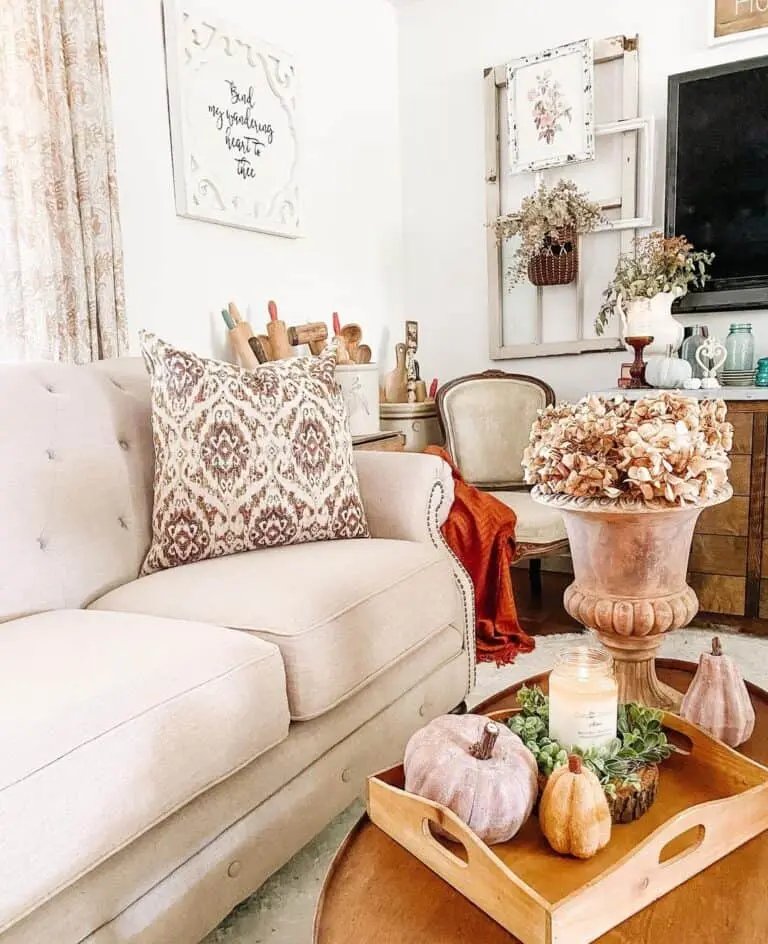 Fall-Themed Wooden Coffee Table