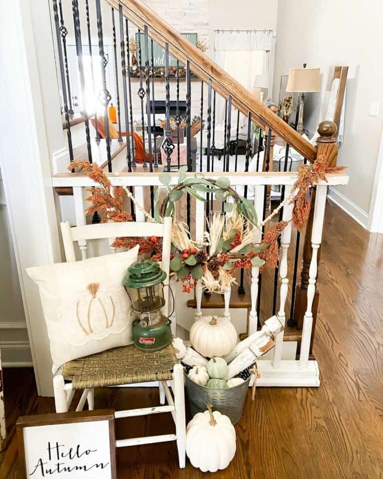 Fall-Themed Wrought Iron Railing