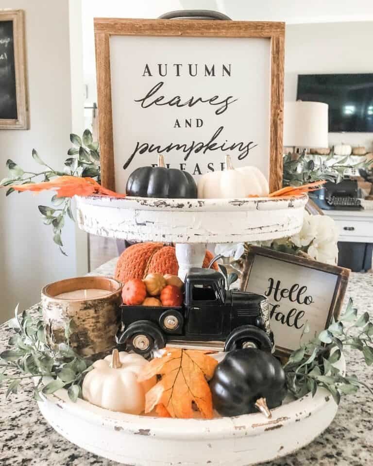 Fall Tiered Tray Decor Examples