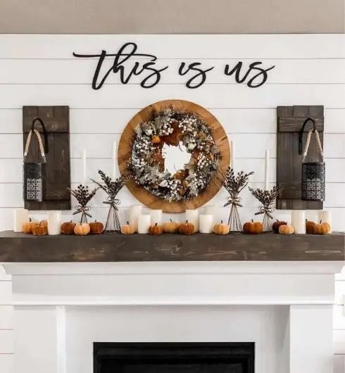 Fall Wreath Mantel Decor